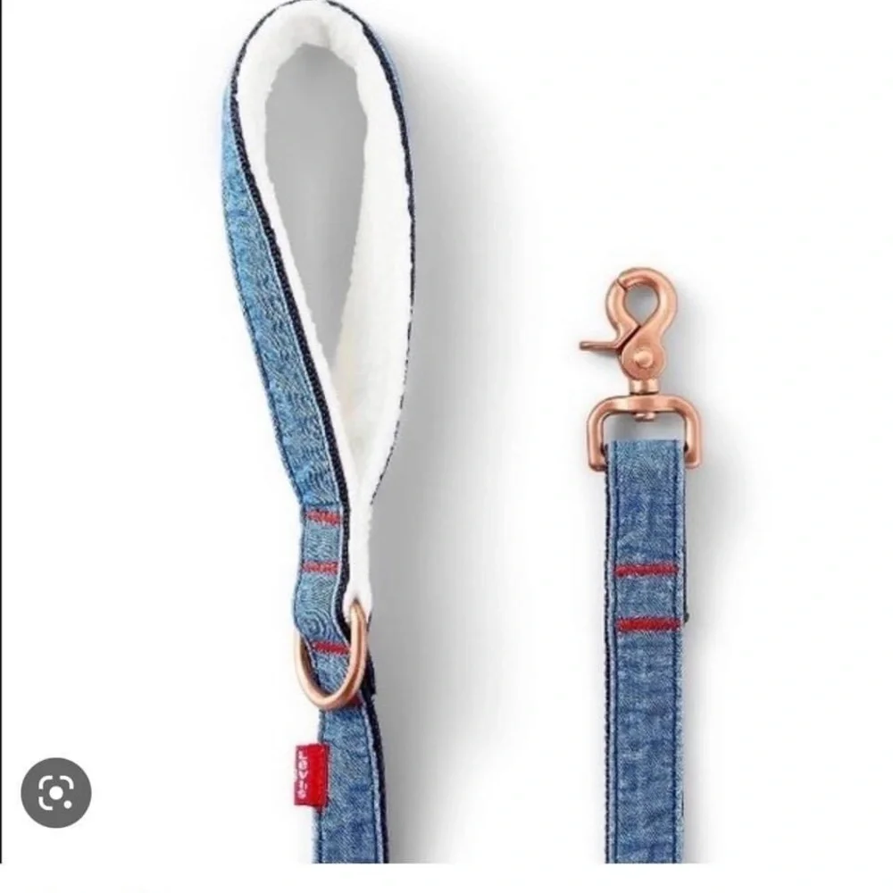 Levi 6 ft Denim & Sherpa Pet Dog Leash 6ft, NEW